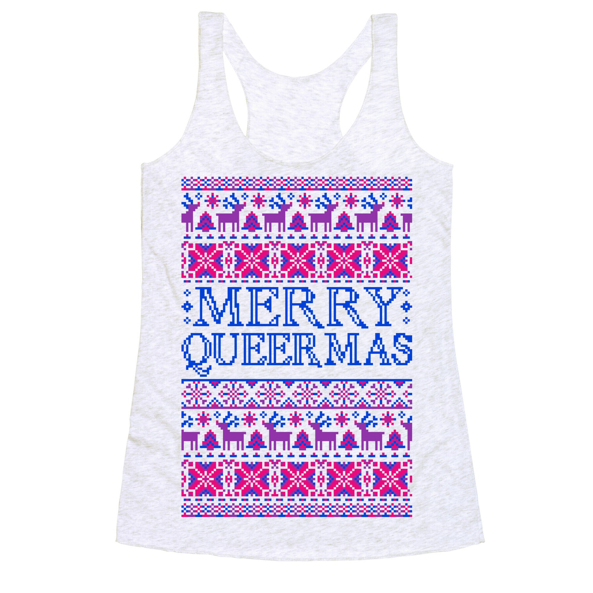 Merry Queermas Bisexual Pride Christmas Sweater Racerback Tank